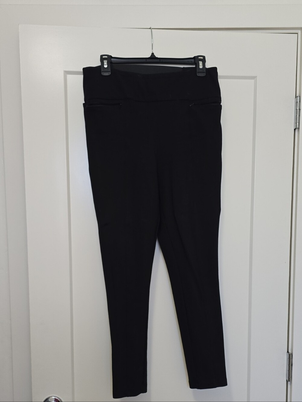 Betabrand Black Skinny Cigarette Dress Pant Yoga Pants Zip Pockets – L